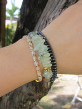 Prehnite & Sunstone Double Strand Bracelet with Moon & Star Charm