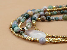 3 Tier Layered Agate Necklace with Teardrop Pendant - yogisnista