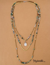 3 Tier Layered Agate Necklace with Teardrop Pendant - yogisnista