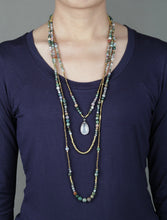 3 Tier Layered Agate Necklace with Teardrop Pendant - yogisnista