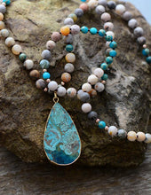 Boho Turquoise Teardrop Mix Beaded Necklace - yogisnista