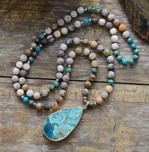 Boho Turquoise Teardrop Mix Beaded Necklace - yogisnista