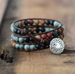 Love Bracelet - Colorful Jasper Mix Stone 3X Wrap Bracelet