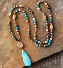 SALE - Handmade Natural Jasper, Agate & Crystal Stone Druzy Necklace