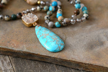 Handmade Natural Jasper, Agate & Crystal Stone Druzy Necklace - yogisnista