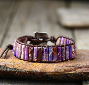 Purple Terra Jasper Tube Bracelet - yogisnista