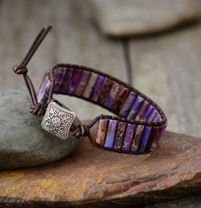 Purple Terra Jasper Tube Bracelet - yogisnista