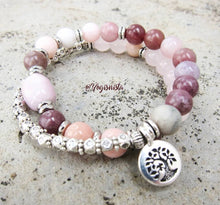 Kunzite, Lepidolite, Pink Opal Energy Wrist Mala Bracelet