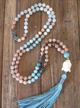 108 Buddha Mala Beaded Necklace in Sunstone, Moonstone, Amazonite and Aventurine