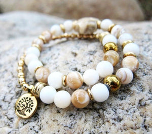 SALE - Mother Of Pearl Protective Mala Bracelet