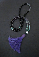 SALE - 2 pc set -108 Mala Necklace in Fluorite, Amethyst + 27 Bead Mala Bracelet