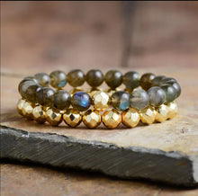 Labradorite Gold Hematite Mala Bracelet