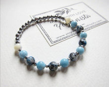 Larimar, K2, Hematite Bracelet - Throat and Third Eye Chakra