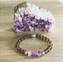 Smoky Quartz, Amethyst Single Mala Bracelet