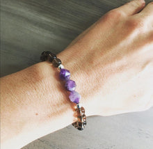 Smoky Quartz, Amethyst Single Mala Bracelet