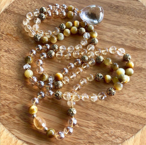 108 Bead Glowing Golden Mala Beaded Necklace