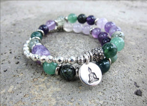 27 Bead Mala in Prehnite Amethyst Quartz Beaded Bracelet