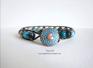 Aqua Mix Jasper Single Wrap Bracelet