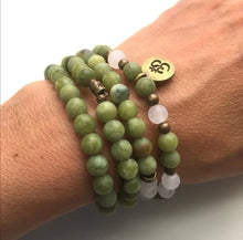 54 Beads Mala Bracelet in Olive Canadian Green Jade