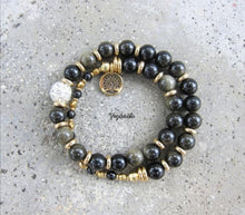 Black Gold Sheen Obsidian - Protection Mala Bracelet (avail in Necklace)
