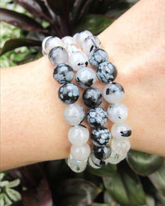 Tourmalinated Quartz Mala Bracelet - Capricorn Birthstone