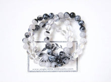 Black and White Mala Bracelet in Tourmaline Quartz