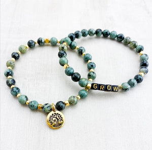 Natural African Turquoise Single Mala Bracelet