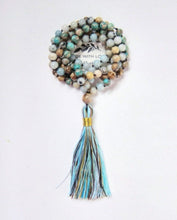 108 Beaded Aqua Turquoise Jasper Mix Tassel Necklace