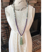 Pink Quartz, Amethyst, Tree Agate Love Mala Tassel Necklace