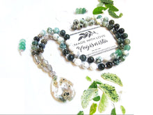 Abundance and Good Luck - Green Bloodstone, Tree Agate, Ocean Jasper Pendant Mala Necklace