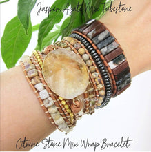 Jasper Agate Mix Tubestone Leather Bracelet