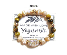 Mother of Pearl, Cat's Eye, Tiger Eye, Gold Hematite Energy Mala Bracelets