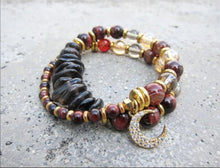 Confidence, Calming + Protection Mala Bracelet - Red Tiger Eye and Smoky Quartz