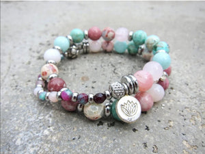 Love, Fertility, Protection Bracelet in rose quartz, amazonite, turquoise and Thulite 