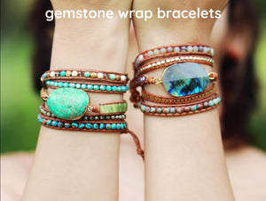 Turquoise Oval Jasper Stone Mix Beaded 5X Wrap Bracelet