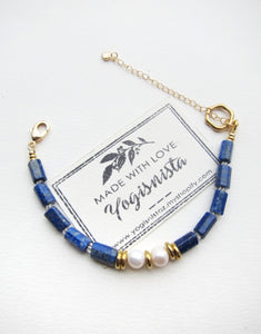 Bora Bora Freshwater Pearl and Blue Lapis Lazuli Bracelet