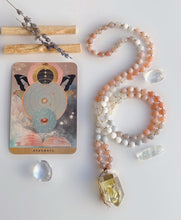 Full Moon Mala in 24K Rose Gold Hamsa Pendant Necklace