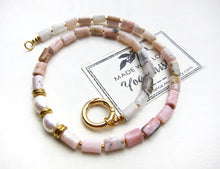 CLEARANCE SALE - Pink Opal and Baroque Freshwater Pearl BOHO Necklace