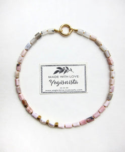 CLEARANCE SALE - Pink Opal and Baroque Freshwater Pearl BOHO Necklace