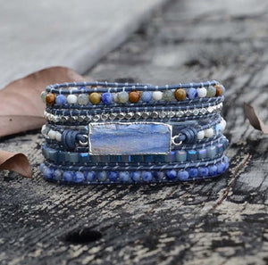 Ella Blue Kyanite Silver Gilded Stone 5X Wrap Bracelet