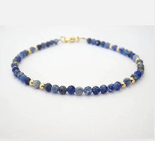 Sodalite Gemstone Minimalist Bracelet in Stainless Gold