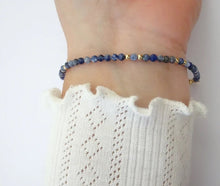 Sodalite Gemstone Minimalist Bracelet in Stainless Gold