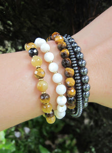 Tiger Eye, Cat's Eye Energy Mala Bracelets