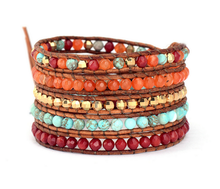 Tangerine Orange Mix Boho Wrap Bracelet - yogisnista