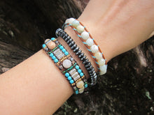 Turquoise Tibetan Silver Mix Jasper Cuff Beaded Bracelet