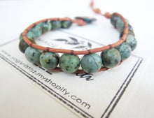 Natural African Turquoise Single Wrap Bracelet For Him or Her