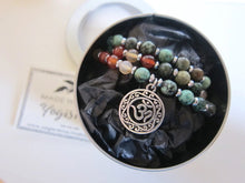 Kiwi Jasper and Onyx Hand Knotted Mala Necklace