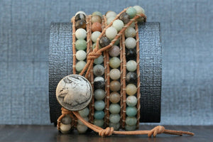 Amazonite 3X Beaded Wrap Bracelet