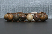 The Silver Leaf Brown Jasper Leather Wrap Bracelet