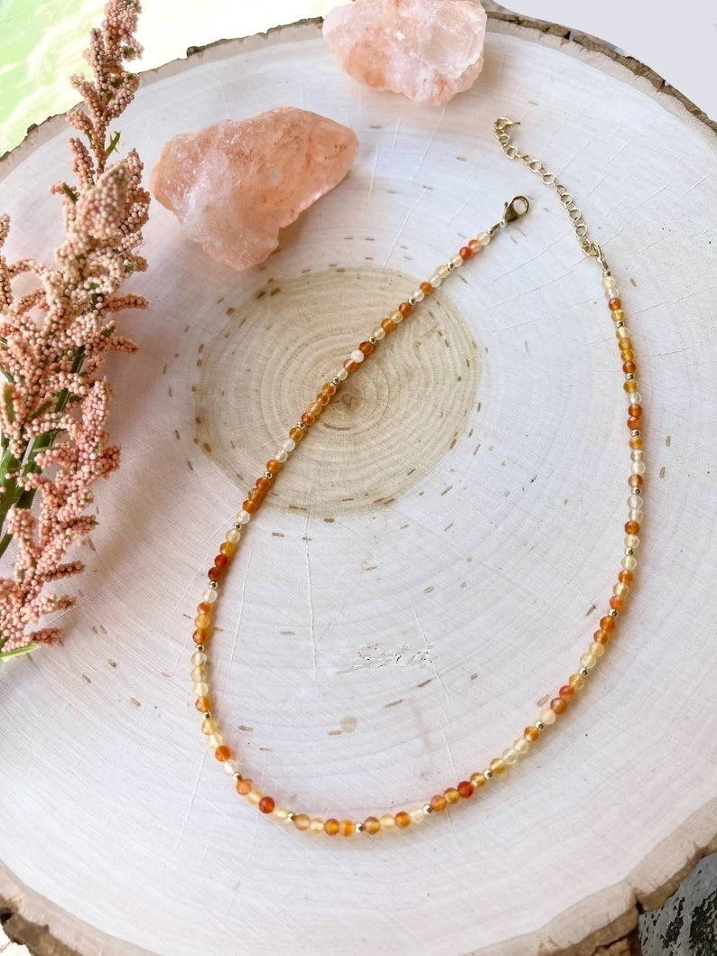 The Peony Carnelian Beaded Necklace